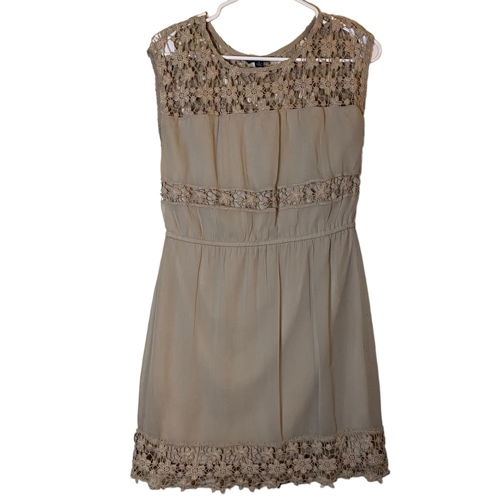 American Eagle Cream Lace Sheer Mini Dress SP